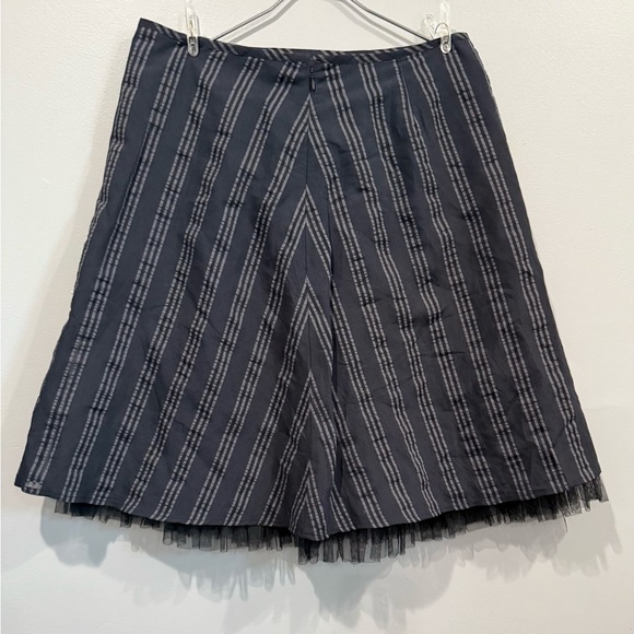 Isaac Mizrahi Striped A-Line black Skirt with Tulle Trim Size 10 - Picture 2 of 10